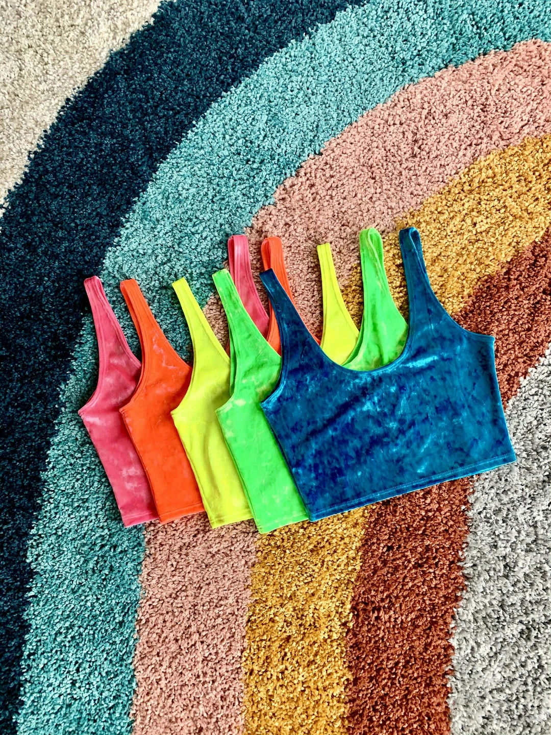 The Sugarpuss Collection Rollergirls And Disco Babes Crushed Velvet Crop Tank In Turquoise 8 The Sugarpuss Collection Rollergirls And Disco Babes Crushed Velvet Crop Tank In Turquoise