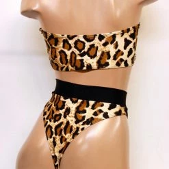 The Sugarpuss Collection Jungle Fever Leopard Highcut Thongback Bikini And Ring Bandeau