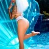 The Sugarpuss Collection Hologram Highcut Triangle Bikini With Thongback In White Swimwear