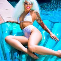 The Sugarpuss Collection Hologram Highcut Triangle Bikini With Thongback In White Swimwear