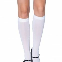 Leg Avenue Opaque Knee High Stockings In White Sock Obsession