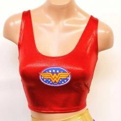 The Sugarpuss Collection Star Superheroine Crop Tank With Blue Stars Emblem Patch Costumes