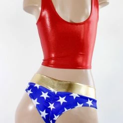 The Sugarpuss Collection Star Superheroine Crop Tank Set With Matte Lowrise Cheeky Shorts