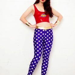 The Sugarpuss Collection Star Superheroine Crop Tank With Blue Stars Emblem Patch Costumes