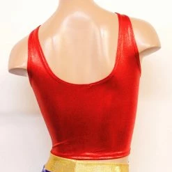 The Sugarpuss Collection Star Superheroine Crop Tank With Blue Stars Emblem Patch Costumes