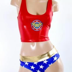 The Sugarpuss Collection Star Superheroine Crop Tank Set With Matte Lowrise Cheeky Shorts