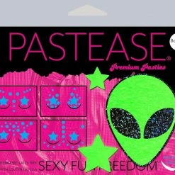 See Ya At The Festie! Glow-In-The-Dark Alien Pasties With Mini And Baby Glow Stars By Pastease®